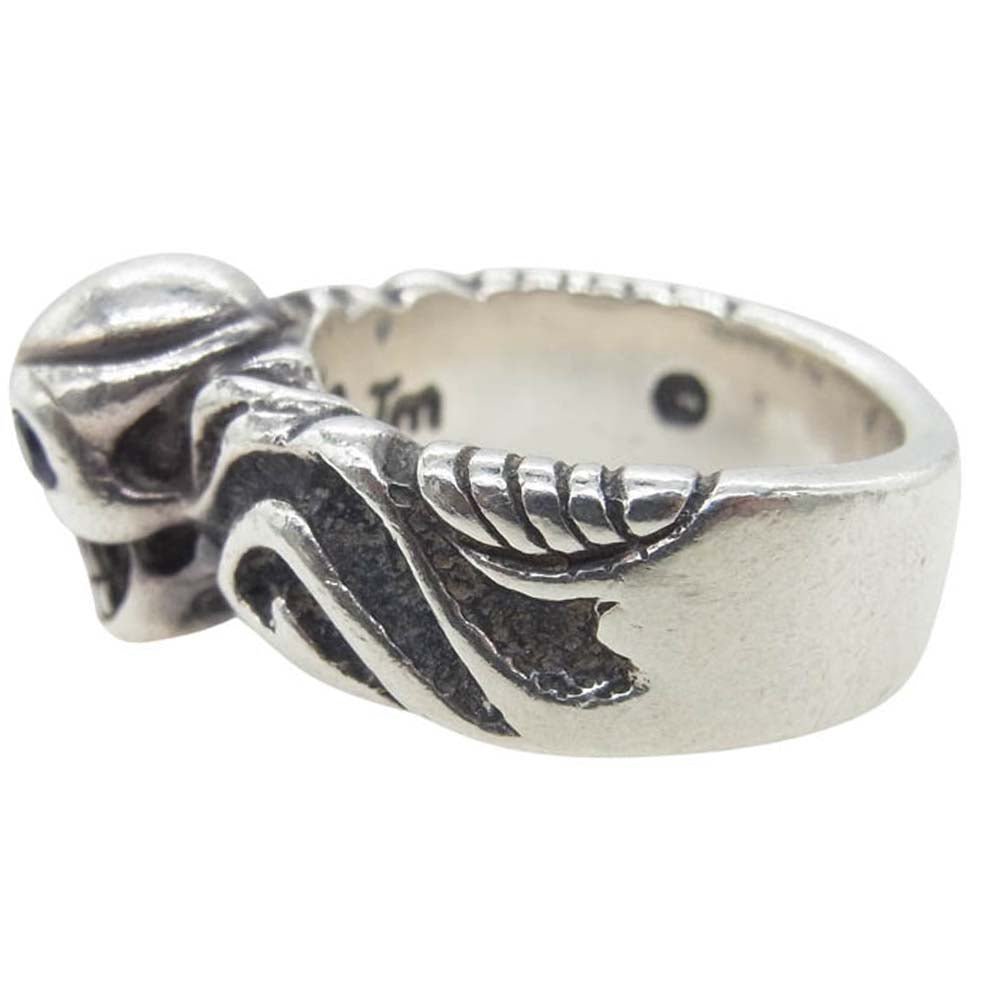 BILL WALL LEATHER ビルウォールレザー Small Ultimate Scull スモール アルティメット スカル リング w/ストーンアイ シルバー系 パープル系 17号【中古】