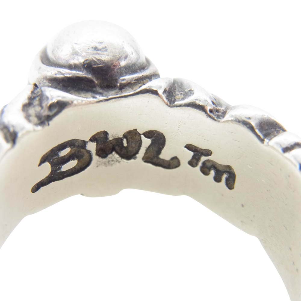 BILL WALL LEATHER ビルウォールレザー Small Ultimate Scull スモール アルティメット スカル リング w/ストーンアイ シルバー系 パープル系 17号【中古】