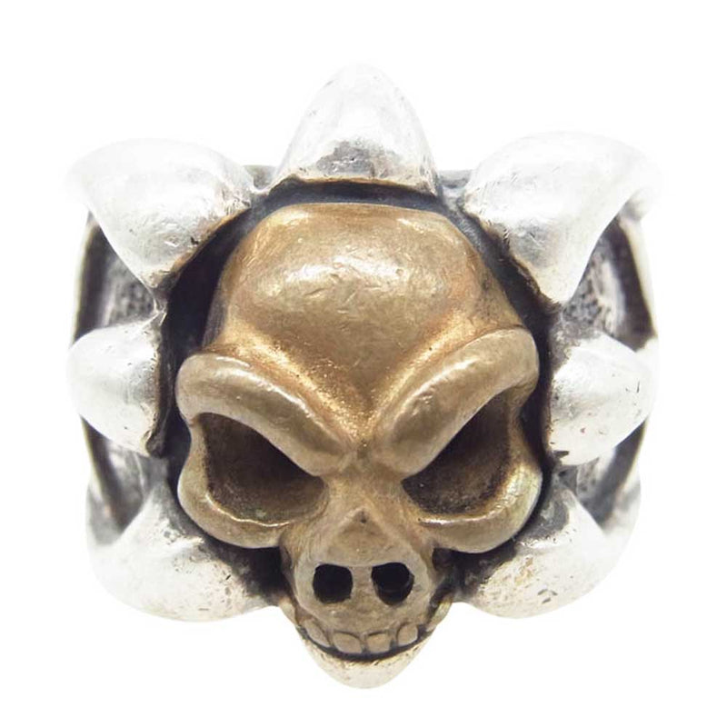 BILL WALL LEATHER ビルウォールレザー トライバル バンド ブロンズ スカル リング シルバー系 18号【中古】