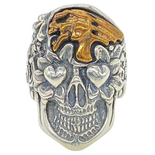 BILL WALL LEATHER ビルウォールレザー Jeff Decker BLUE EYED DEVILS Collections ジェフデッカー スカル リング シルバー系 16.5号【中古】