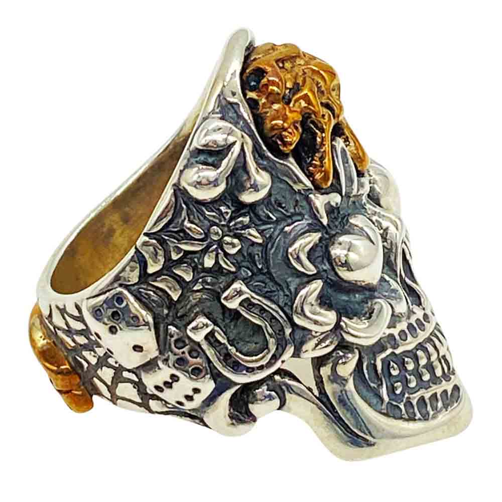 BILL WALL LEATHER ビルウォールレザー Jeff Decker BLUE EYED DEVILS Collections ジェフデッカー スカル リング シルバー系 16.5号【中古】