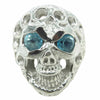 BILL WALL LEATHER ビルウォールレザー Master Skull ミディアムマスター スカル リング w/ホール ストーンアイ シルバー系 ライトブルー系 23号【中古】