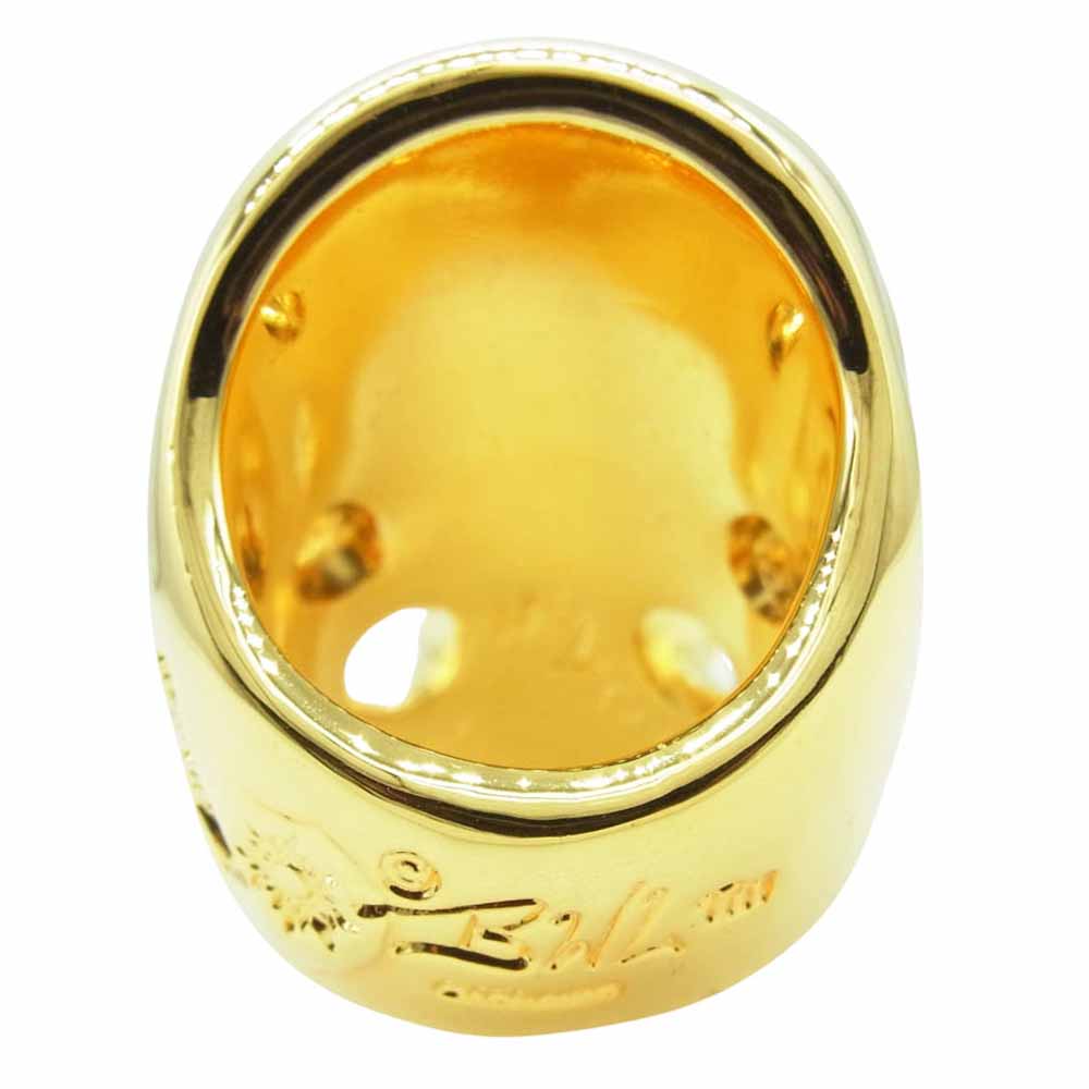 BILL WALL LEATHER ビルウォールレザー Master Skull マスタースカルリング w/ゴールドコーティング スターリングシルバー ゴールド系 14.5号【中古】