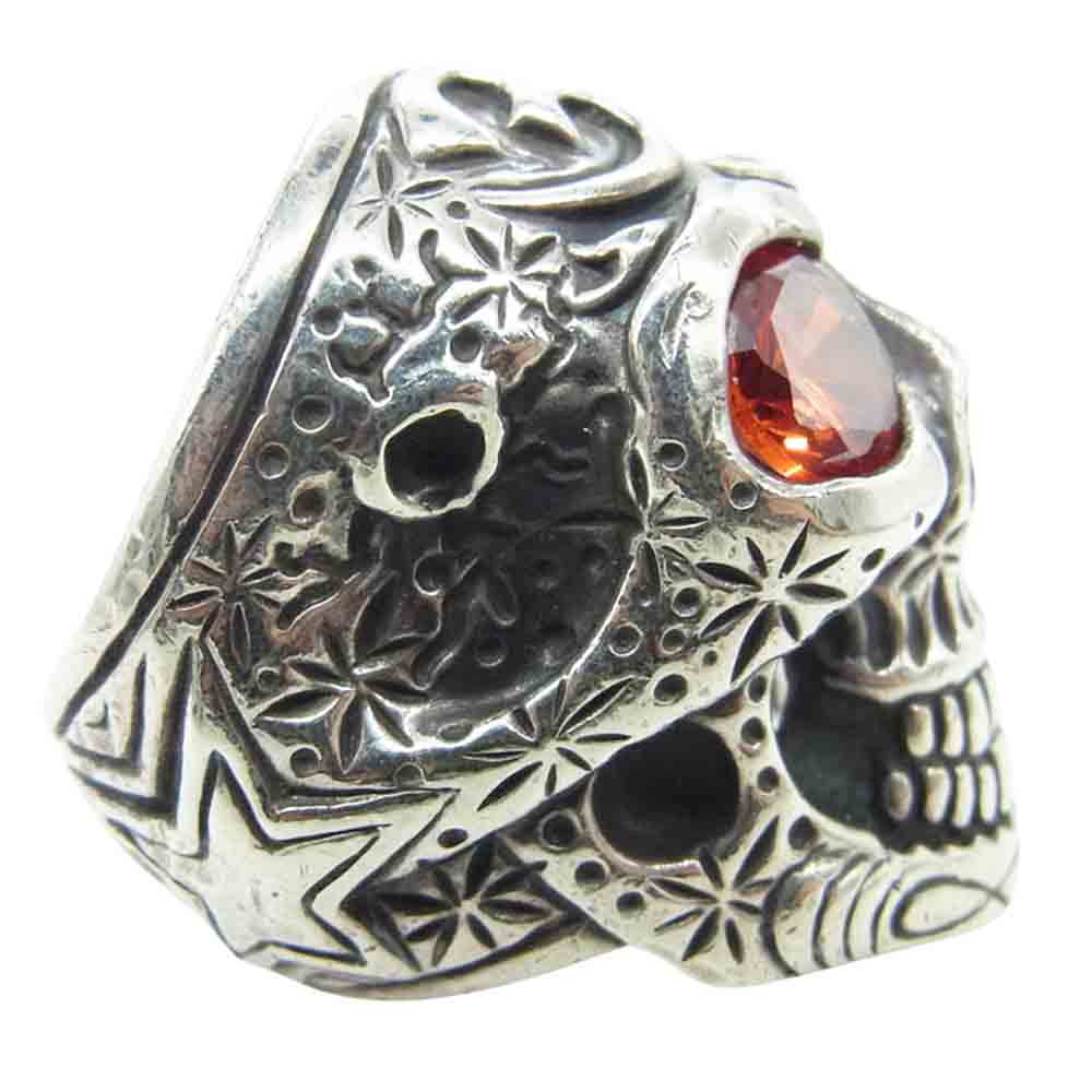 BILL WALL LEATHER ビルウォールレザー Master Skull Star マスタースカル スター リング w/オッドアイ ストーンアイ シルバー系 17号【中古】