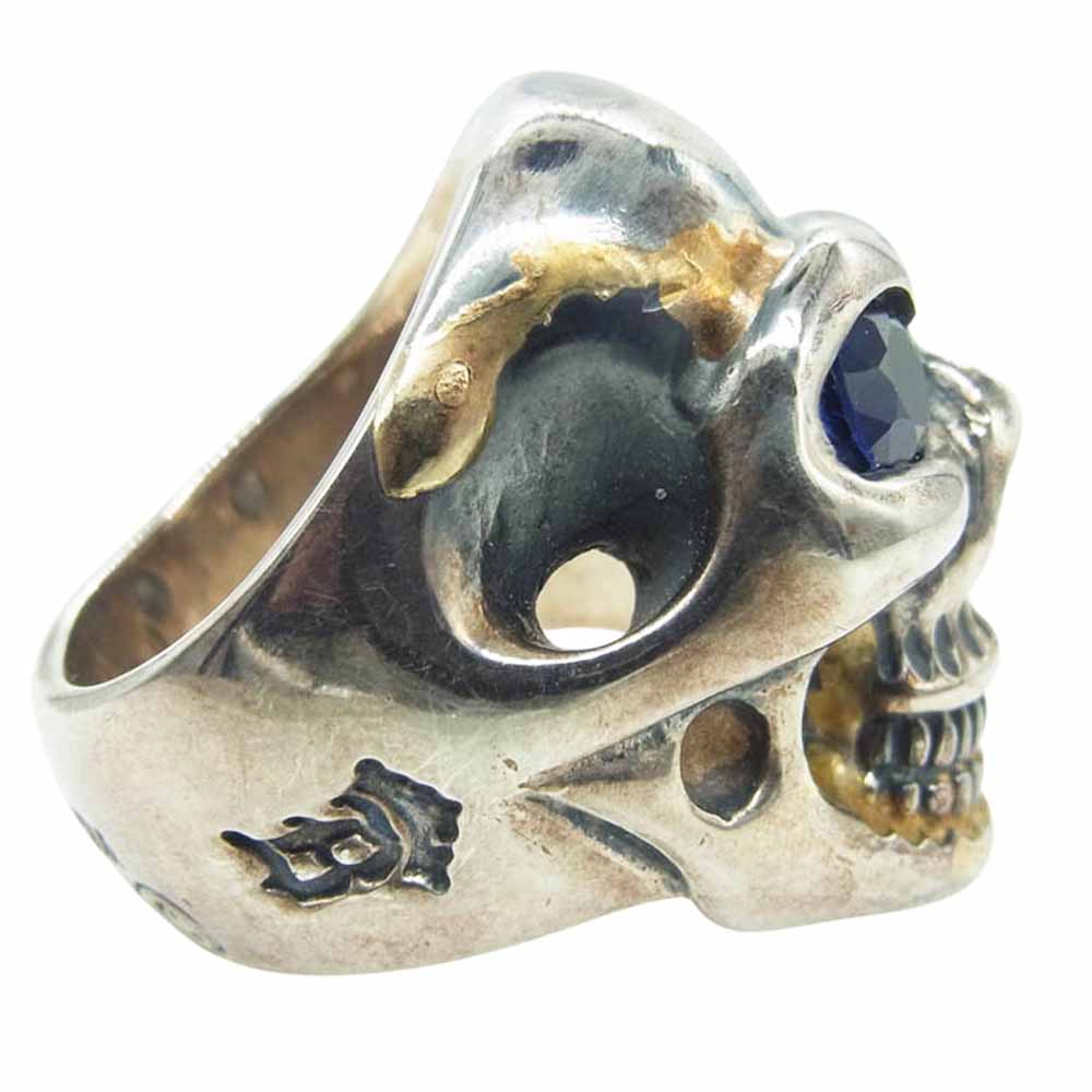 BILL WALL LEATHER ビルウォールレザー Medium Master Skull ミディアム マスター スカル リング w/1ストーンアイ 18Kゴールドサダー 18.5号【中古】