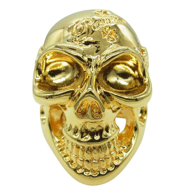 BILL WALL LEATHER ビルウォールレザー Master Skull マスタースカルリング w/スパイダーウェブ ゴールドコーティング スターリングシルバー ゴールド系 21.5号【中古】