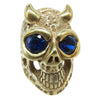 BILL WALL LEATHER ビルウォールレザー Master Skul グラフィティ デーモン マスター スカル リング w/ブルーストーン ゴールドコーティング スターリングシルバー ゴールド系 ブルー系 17号【中古】