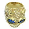 BILL WALL LEATHER ビルウォールレザー Master Skul グラフィティ デーモン マスター スカル リング w/ブルーストーン ゴールドコーティング スターリングシルバー ゴールド系 ブルー系 17号【中古】