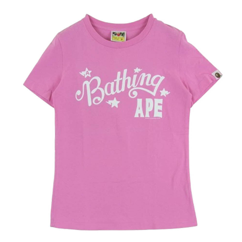 A BATHING APE アベイシングエイプ BATHING APE STER ロゴ 半袖 Tシャツ コットン 日本製 ピンク系 XS4【中古】