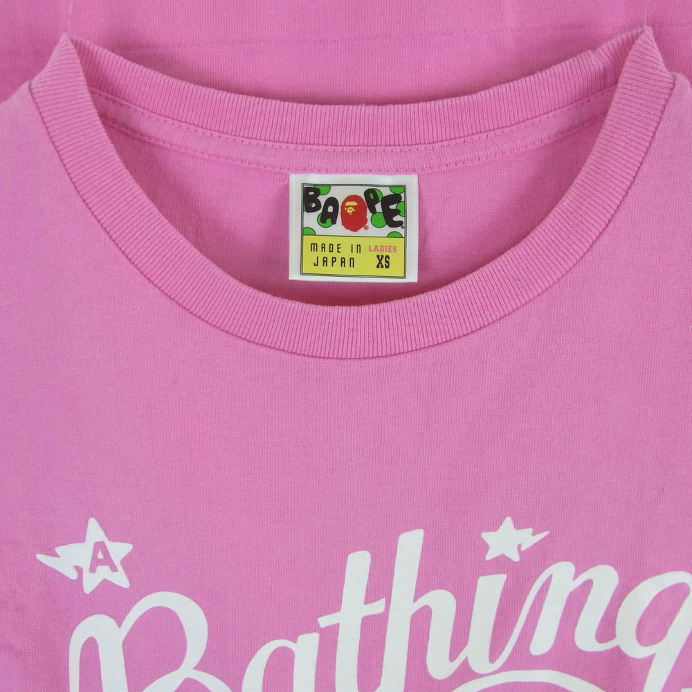 A BATHING APE アベイシングエイプ BATHING APE STER ロゴ 半袖 Tシャツ コットン 日本製 ピンク系 XS4【中古】