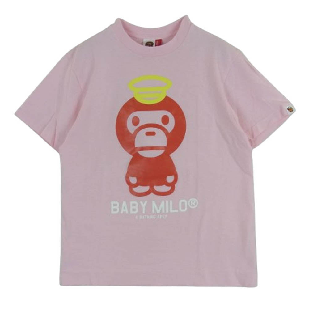 A BATHING APE アベイシングエイプ BABY MILO プリント 半袖 Tシャツ コットン 日本製 ピンク系 TALL4【中古】