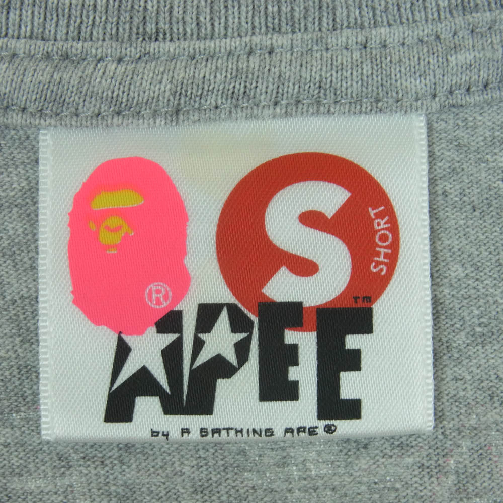 A BATHING APE アベイシングエイプ APEE ロゴ プリント 半袖 Tシャツ コットン 日本製 グレー系 S4【中古】