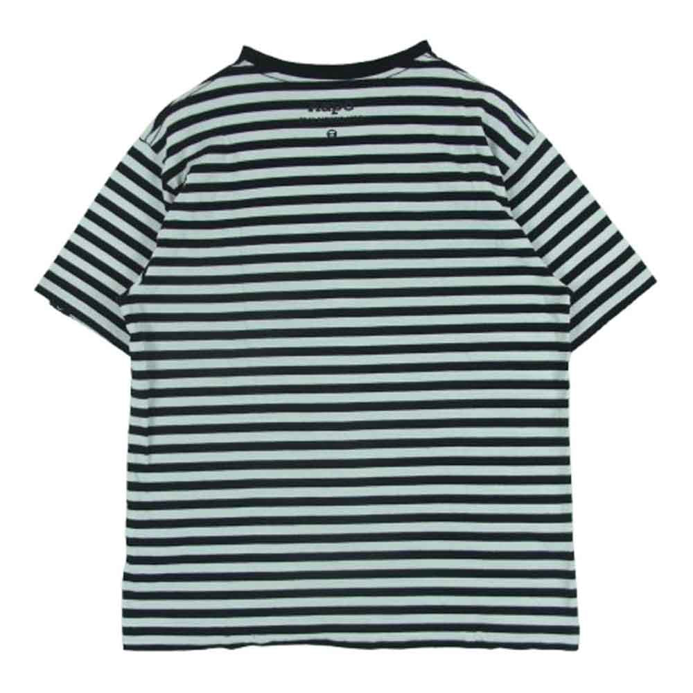 A BATHING APE アベイシングエイプ AAPE ラバー 猿 ワッペン付 ボーダー 半袖 Tシャツ ブラック系 ホワイト系 M4【中古】