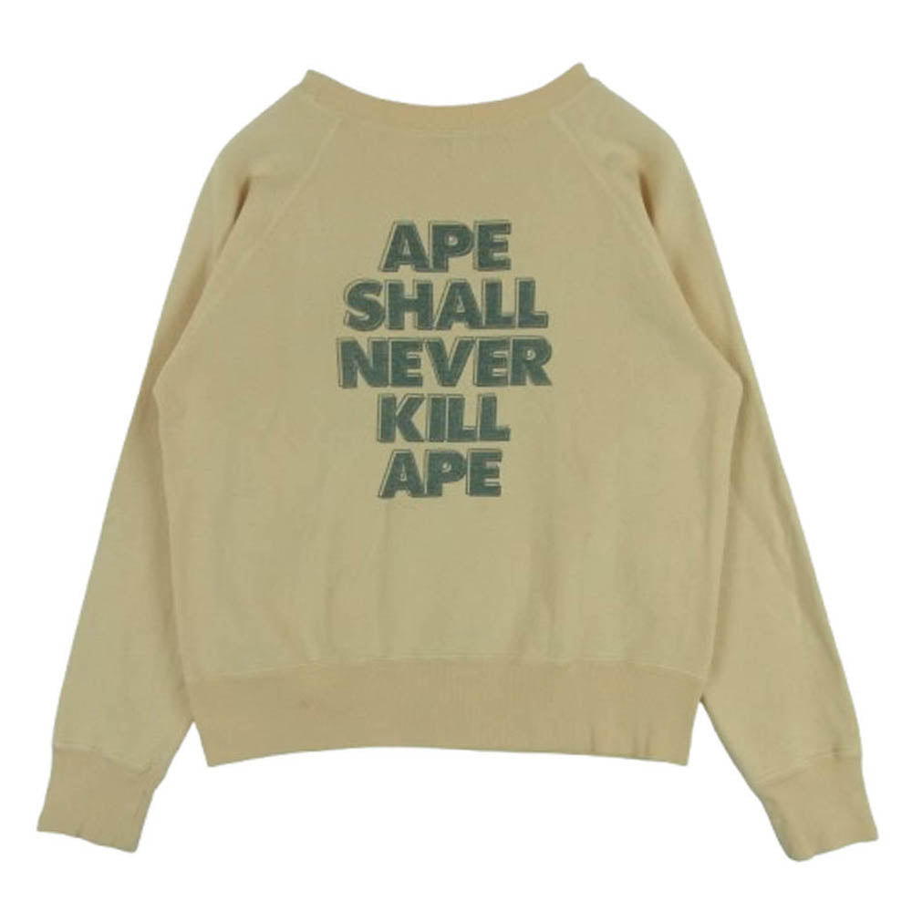A BATHING APE アベイシングエイプ MILO STORE BABY MILO ソルジャー プリント クルーネック スウェット トレーナー ベージュ系 XS【中古】