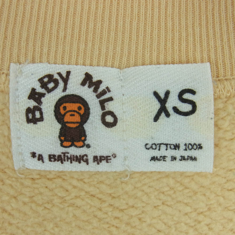 A BATHING APE アベイシングエイプ MILO STORE BABY MILO ソルジャー プリント クルーネック スウェット トレーナー ベージュ系 XS【中古】