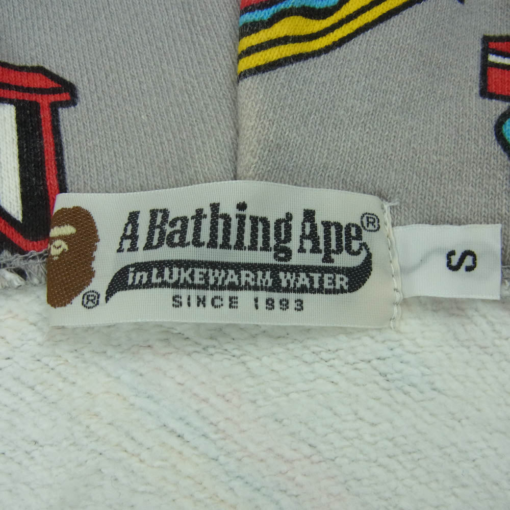 A BATHING APE アベイシングエイプ 青山限定 BABY MILO 総柄 フルジップ スウェット パーカー グレー系 S5【中古】