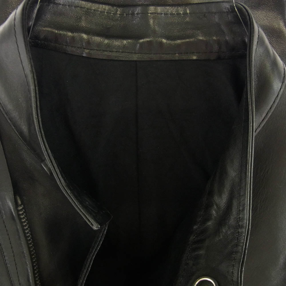 ISAMUKATAYAMA BACKLASH イサムカタヤマバックラッシュ 19AW 1839-01 イタリーホースバケッタ レザー セミダブル ライダース ジャケット ブラック系 S【中古】