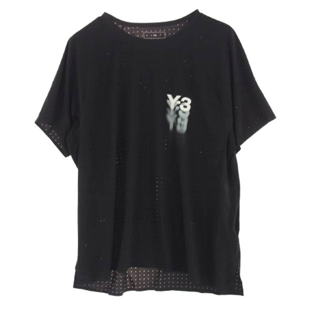 Y-3 Yohji Yamamoto ワイスリー ヨウジヤマモト IN8743 M RUN SS TEE ラン グラデーション ロゴ 半袖 Tシャツ ブラック系 XL【美品】【中古】