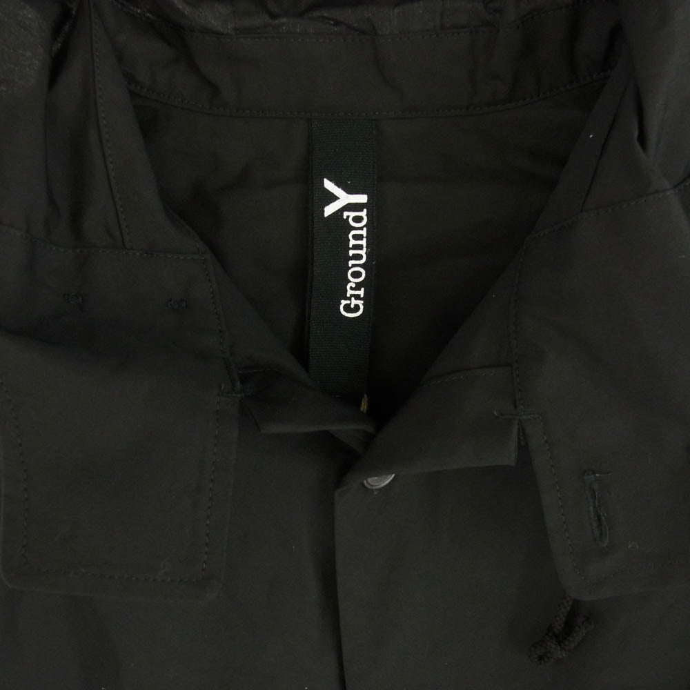 Yohji Yamamoto ヨウジヤマモト 24SS GS-B03-001-2 GroundY グラウンドワイ COTTON BROAD DUFFLE HOODED SHIRT コットン ブロード ダッフルフード シャツ ブラック系 03【極上美品】【中古】