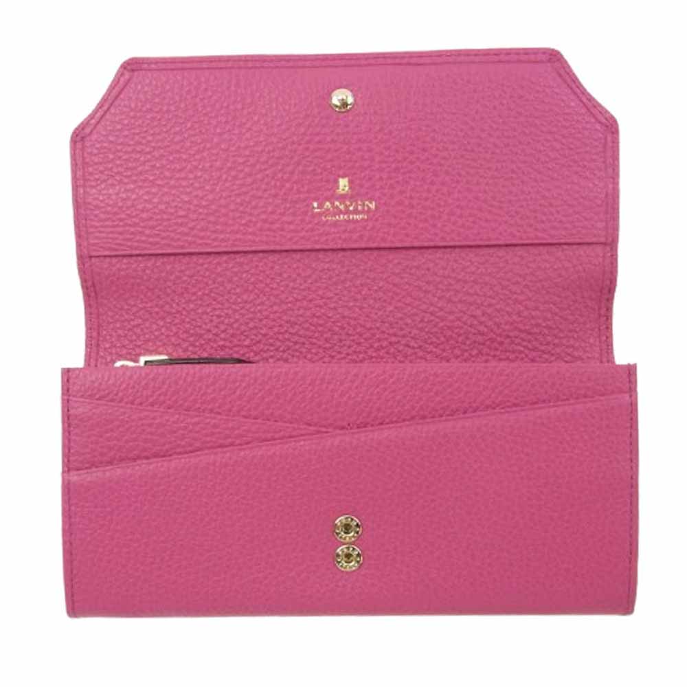 LANVIN ランバン 065-6803 ラブレー パース ロング ウォレット かぶせ長財布 ピンク系【新古品】【未使用】【中古】