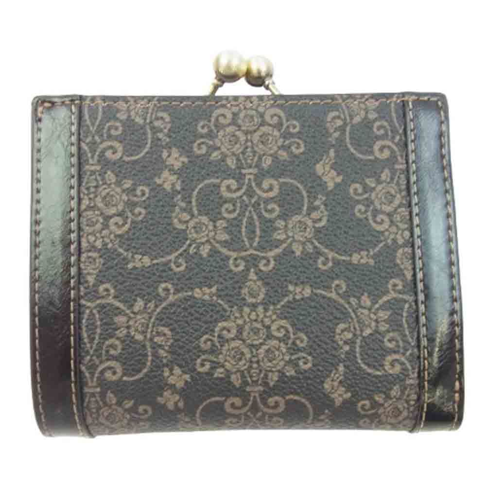 ANNA SUI アナスイ 317882-10 リーブル 口金 がま口 二つ折り 財布 ウォレット ダークグレー系【新古品】【未使用】【中古】