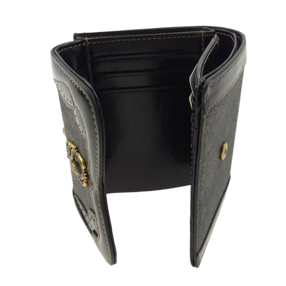 ANNA SUI アナスイ 317882-10 リーブル 口金 がま口 二つ折り 財布 ウォレット ダークグレー系【新古品】【未使用】【中古】