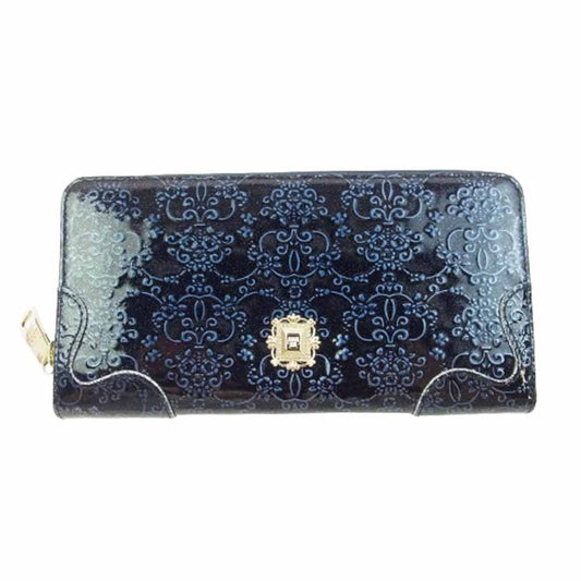 ANNA SUI アナスイ 317970-84 ルーミー ラウンドファスナー ロング ウォレット 総柄 長財布 ブルー系【新古品】【未使用】【中古】