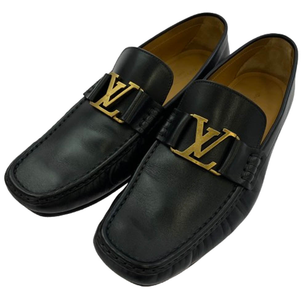 LOUIS VUITTON ルイ・ヴィトン モンテーニュライン ローファー スリッポン シューズ ブラック系 8【中古】