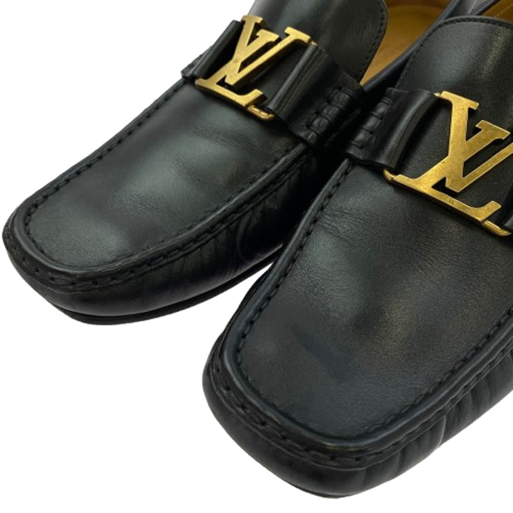 LOUIS VUITTON ルイ・ヴィトン モンテーニュライン ローファー スリッポン シューズ ブラック系 8【中古】
