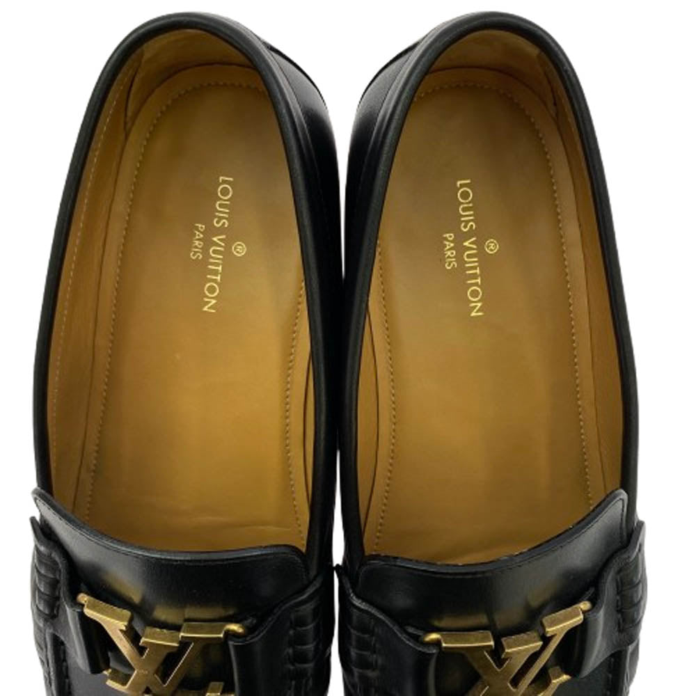 LOUIS VUITTON ルイ・ヴィトン モンテーニュライン ローファー スリッポン シューズ ブラック系 8【中古】