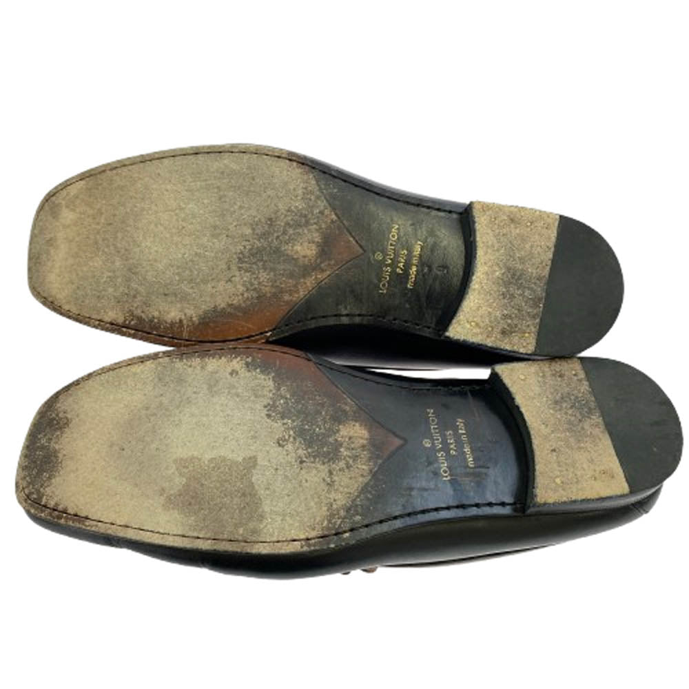 LOUIS VUITTON ルイ・ヴィトン モンテーニュライン ローファー スリッポン シューズ ブラック系 8【中古】