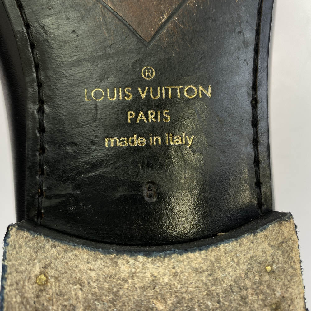 LOUIS VUITTON ルイ・ヴィトン モンテーニュライン ローファー スリッポン シューズ ブラック系 8【中古】
