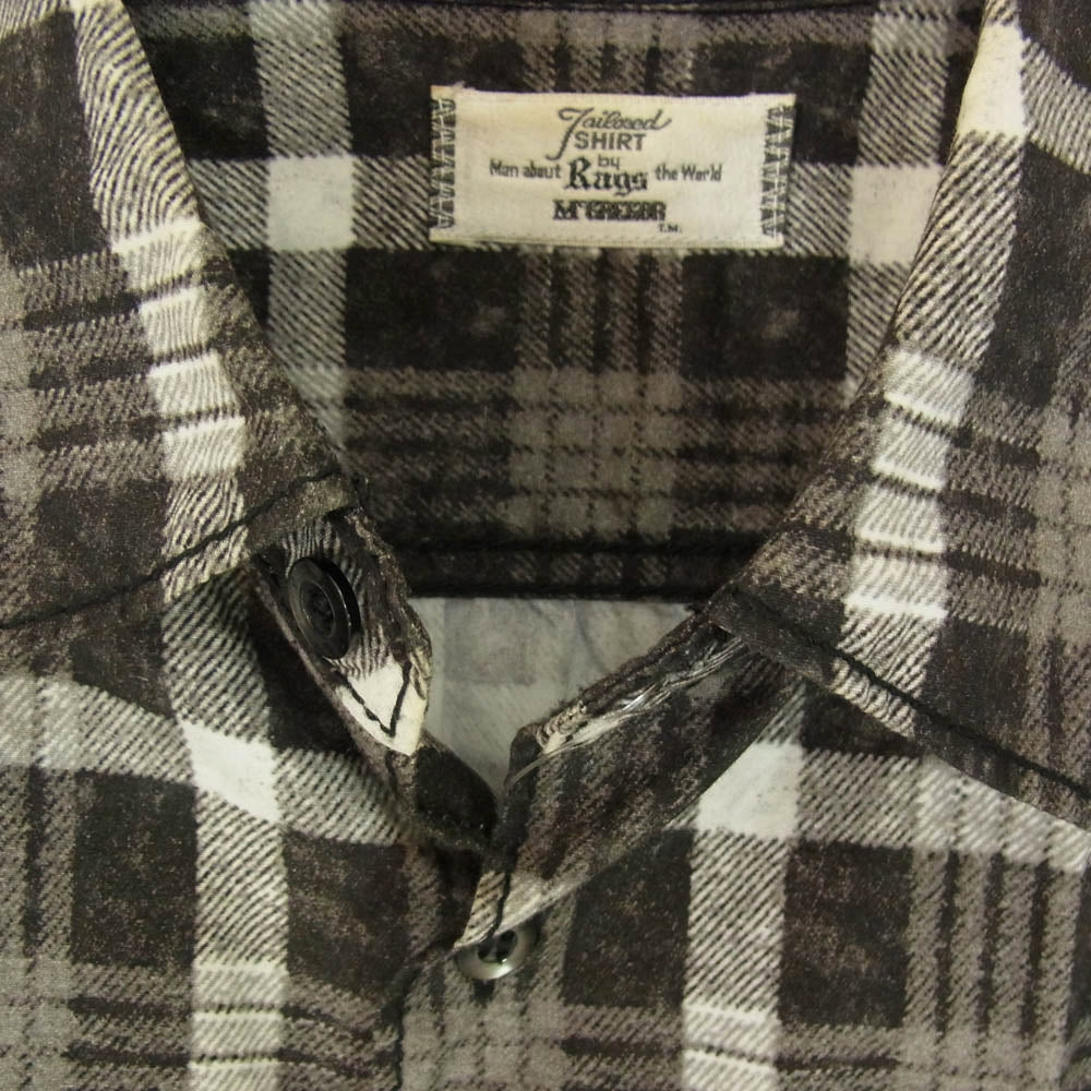 Rags McGREGOR ラグスマックレガー プリント チェック 長袖 シャツ ダークブラウン系 S【中古】