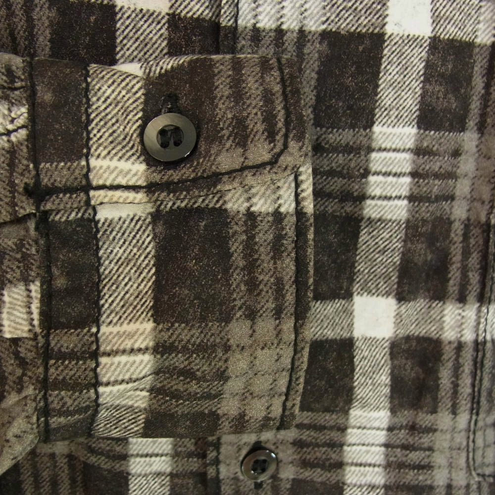 Rags McGREGOR ラグスマックレガー プリント チェック 長袖 シャツ ダークブラウン系 S【中古】