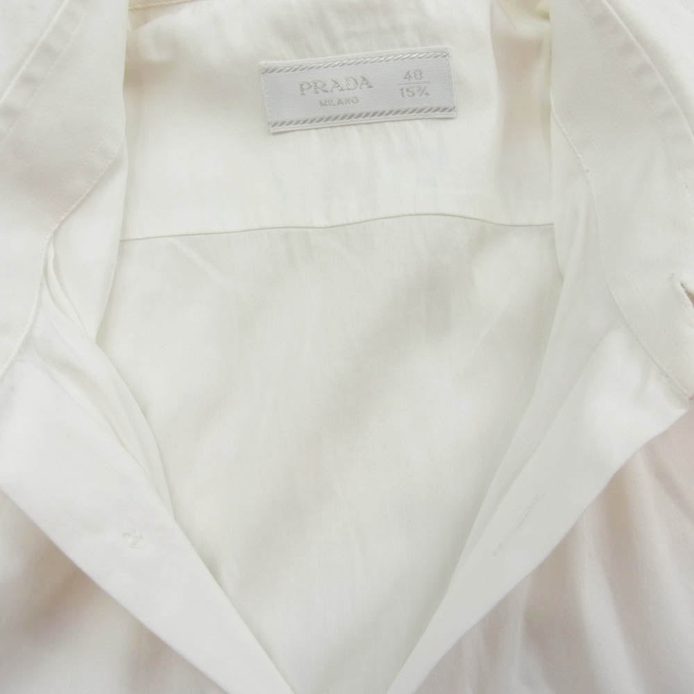 PRADA プラダ UCM608 F62 ストレッチ ポプリン スリムフィット シャツ ホワイト系 40【中古】
