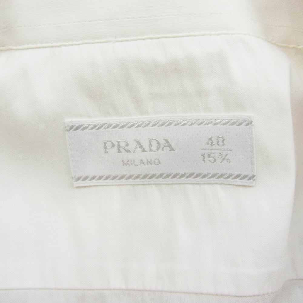 PRADA プラダ UCM608 F62 ストレッチ ポプリン スリムフィット シャツ ホワイト系 40【中古】