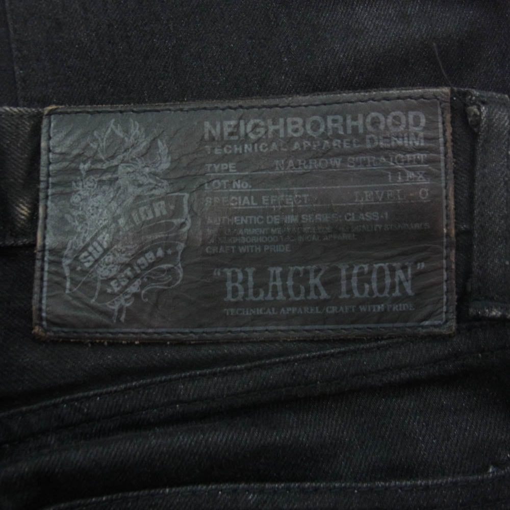 NEIGHBORHOOD ネイバーフッド NARROW STRAIGHT BLACK ICON ロゴ刺繍 ナロー ストレート ブラック アイコン デニム パンツ ブラック系 M【中古】