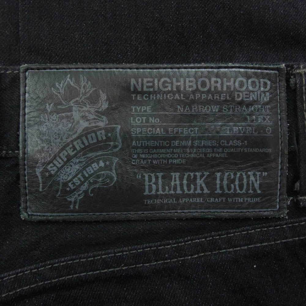 NEIGHBORHOOD ネイバーフッド NARROW STRAIGHT BLACK ICON ロゴ刺繍 ナロー ストレート ブラック アイコン デニム カーゴ パンツ ブラック系 M【中古】