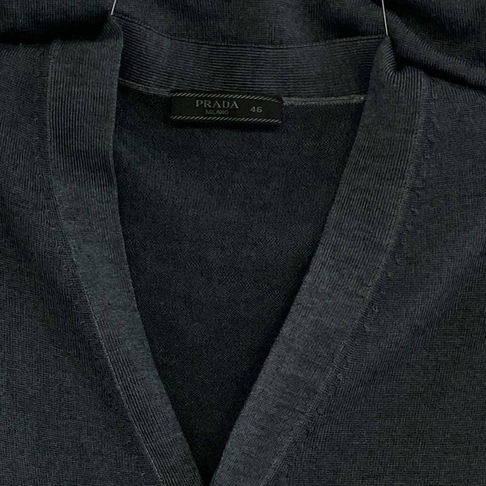 PRADA プラダ SMC333 R112 ハイゲージ ウール カーディガン グレー系 46【中古】