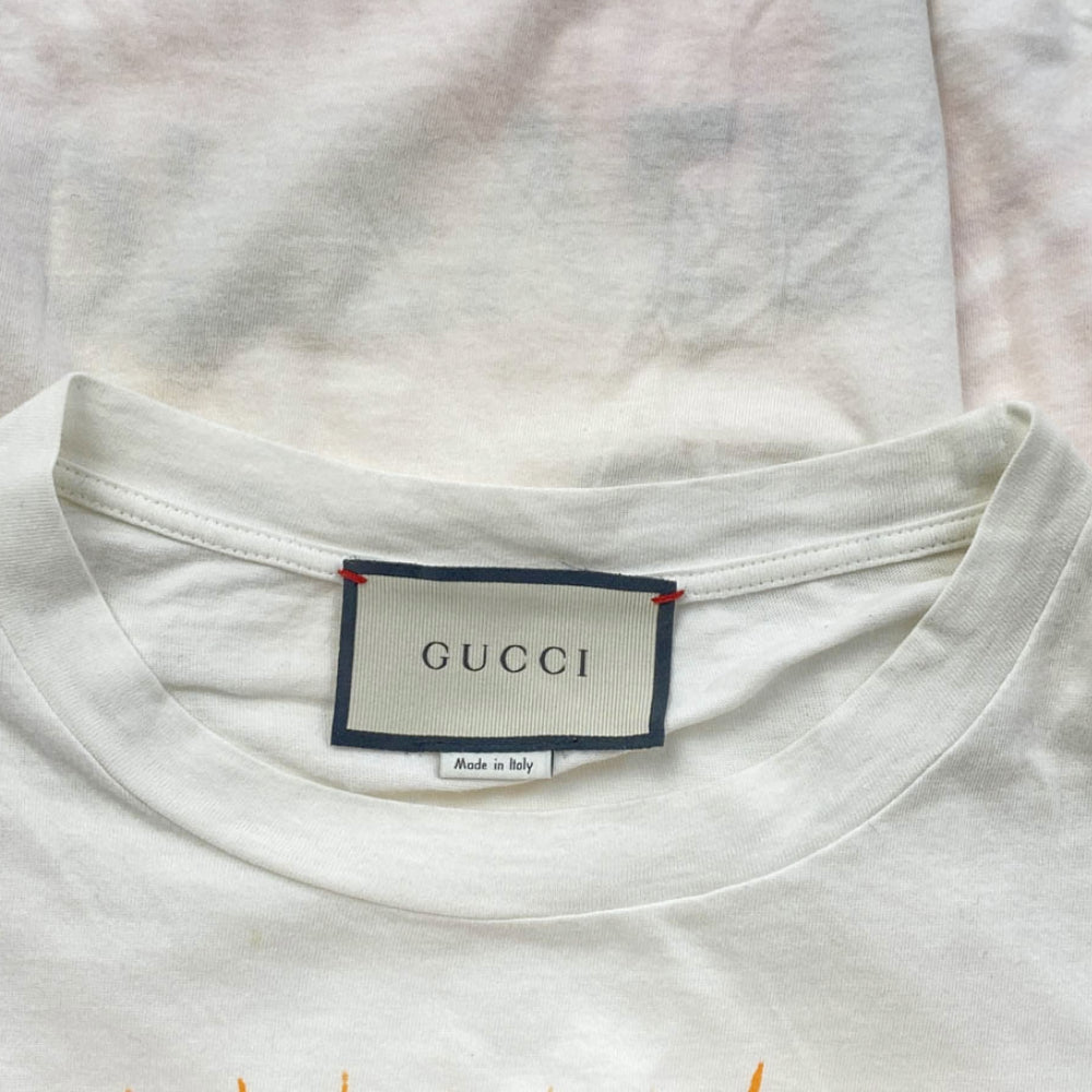GUCCI グッチ 469307 X9C65 HOLLYWOOD FOREVER フラワー ピストル ハリウッド 半袖 Tシャツ ホワイト系 S【中古】