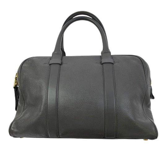 TOM FORD トムフォード レザー トート ボストン ビジネス バッグ グレー系【中古】