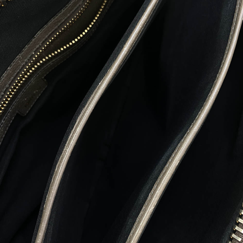 TOM FORD トムフォード レザー トート ボストン ビジネス バッグ グレー系【中古】
