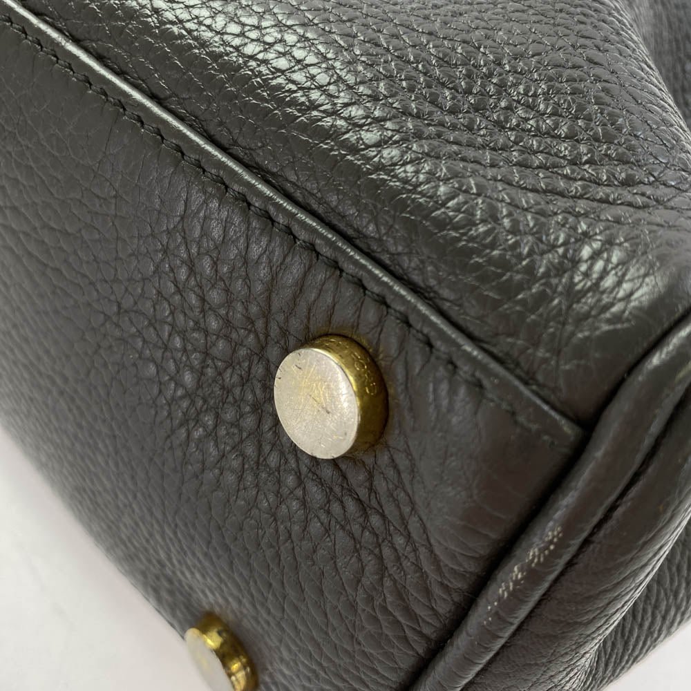 TOM FORD トムフォード レザー トート ボストン ビジネス バッグ グレー系【中古】