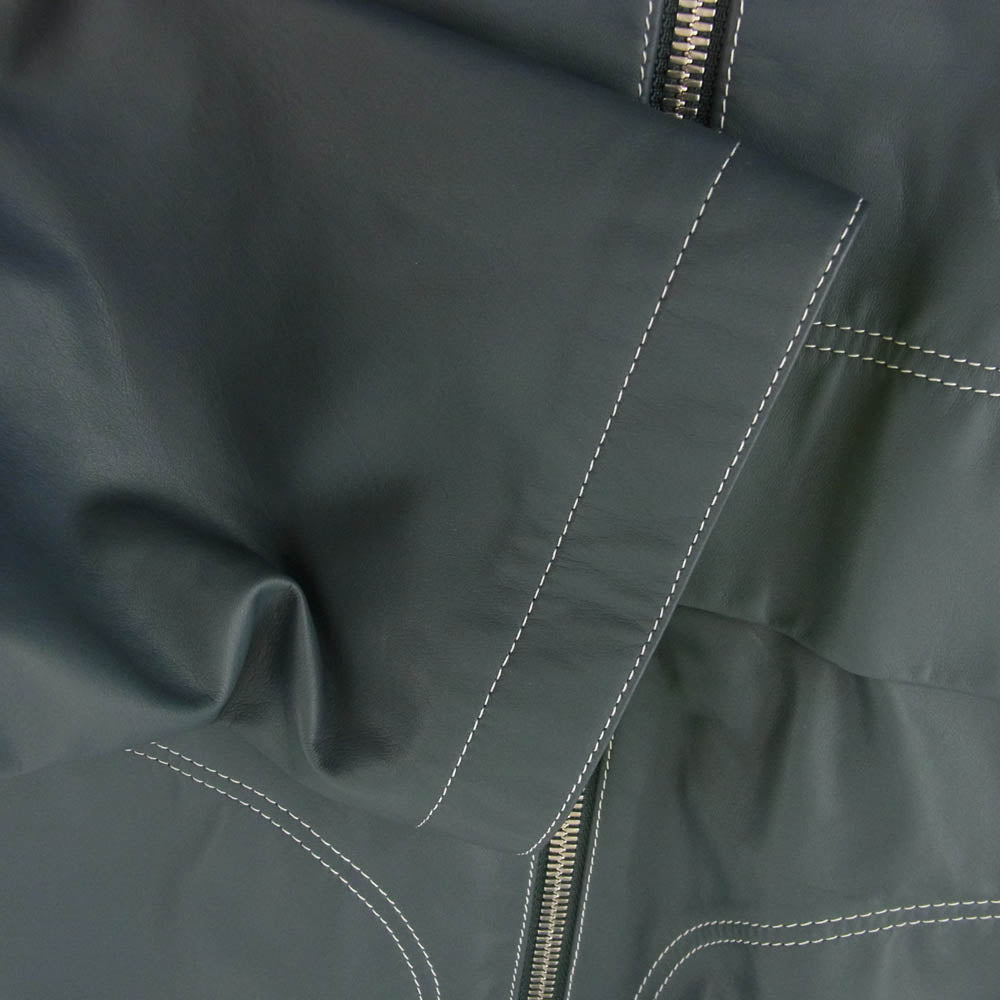 HERMES エルメス 国内正規品 フランス製 リバーシブル レザー ナイロン パーカー フーディー ジャケット グレー系 ライトグリーン系 464【中古】