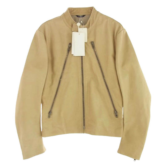 MAISON MARTIN MARGIELA メゾンマルタンマルジェラ 09AW 30AM107 ここのえタグ イタリア製 14ライン ハの字ジップ ライダース 八の字 カウレザー ジャケット ベージュ系 46【極上美品】【中古】