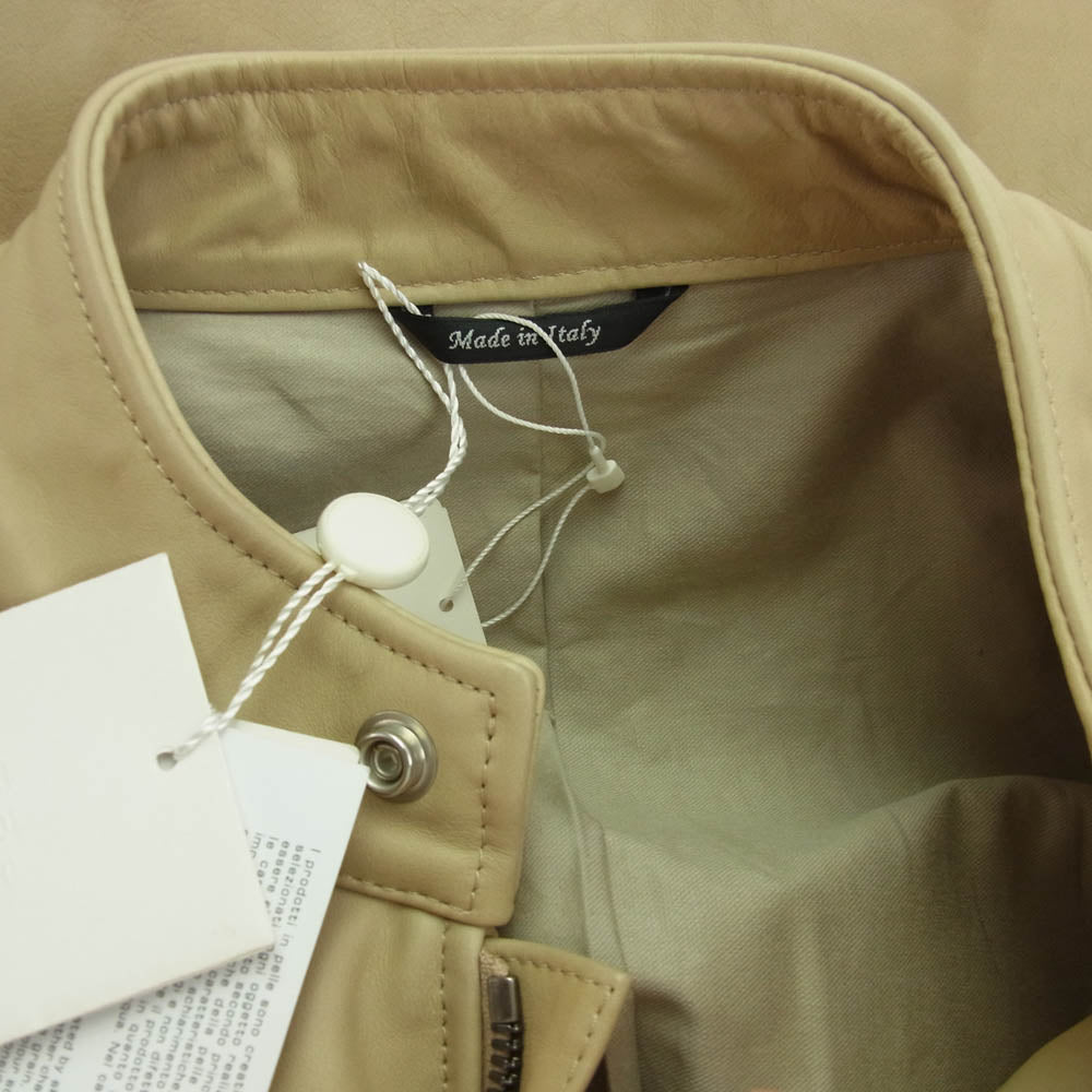 MAISON MARTIN MARGIELA メゾンマルタンマルジェラ 09AW 30AM107 ここのえタグ イタリア製 14ライン ハの字ジップ ライダース 八の字 カウレザー ジャケット ベージュ系 46【極上美品】【中古】
