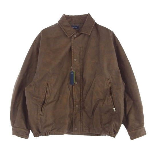NAUTICA ノーティカ 24AW 243-1553 FREAK'S STORE フリークスストア Faded Vegan Leather Blouson ロゴ刺繍 フェード ヴィーガン レザー ブルゾン ジャケット ブラウン系 L【美品】【中古】
