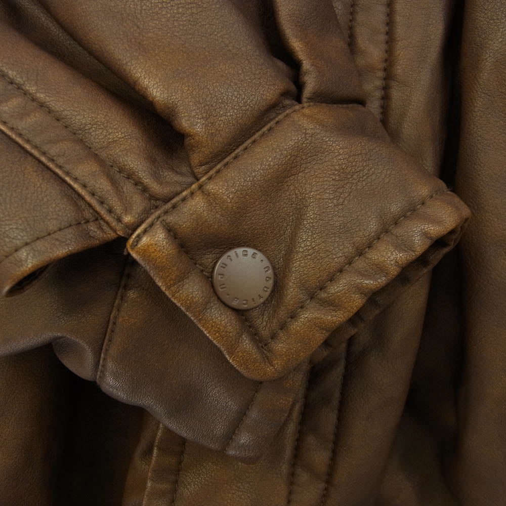 NAUTICA ノーティカ 24AW 243-1553 FREAK'S STORE フリークスストア Faded Vegan Leather Blouson ロゴ刺繍 フェード ヴィーガン レザー ブルゾン ジャケット ブラウン系 L【美品】【中古】