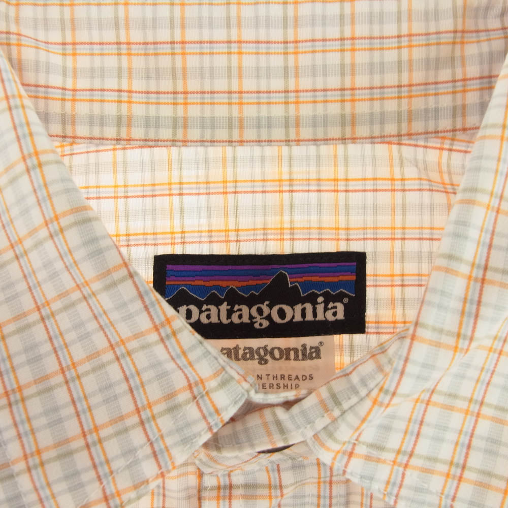 patagonia パタゴニア 14SS 52135 Island Hopper Shirt アイランド ホッパー チェック柄 半袖 シャツ オレンジ オレンジ系 S【中古】
