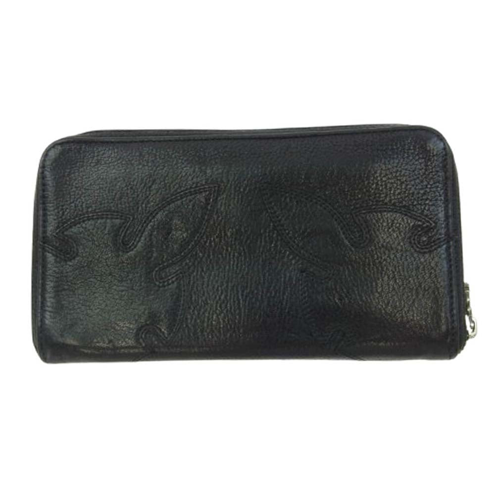 CHROME HEARTS クロムハーツ（原本無） REC F ZIP ダブル フレアニー ラウンドジップ レザー ロングウォレット 長財布 ブラック系【中古】